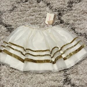 BillieBlush tulle skirt. Ivory with gold trim. Toddler Size 3. New with tags.